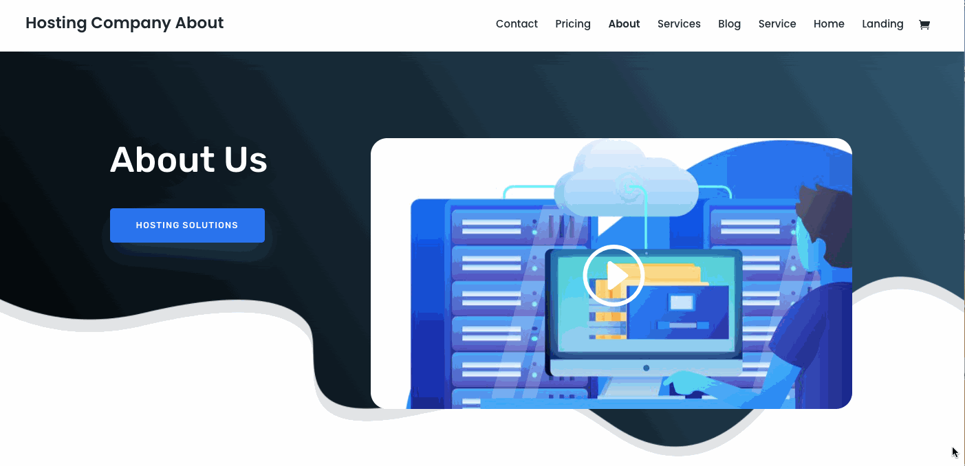 About page in Divi's Hosting Company website pack