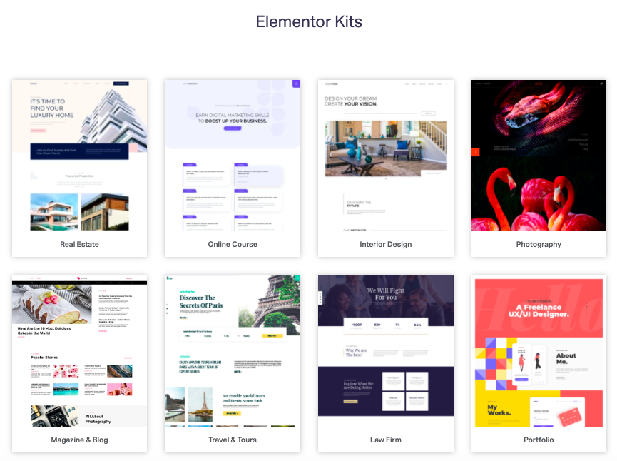 Elementor template kits