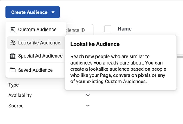 Facebook ads audiences.