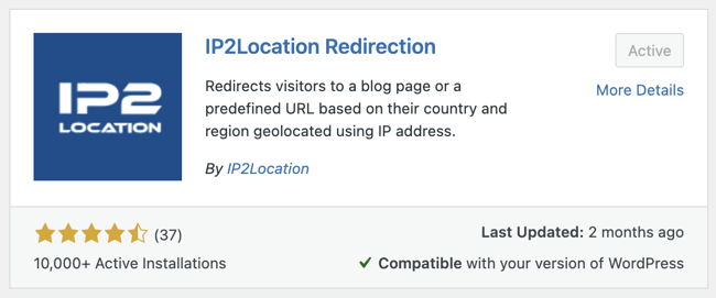 the ip2location redirection plugin download page