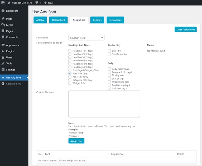 use any font plugin changing fonts