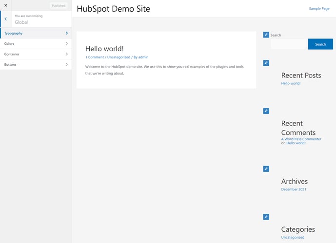 Typography settings in Wordpress