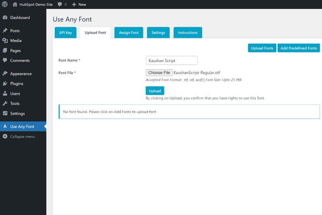 Use any font plugin change fonts in wordpress