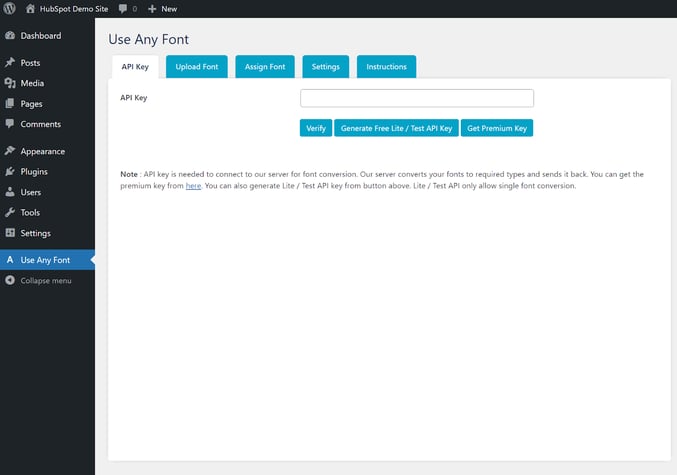 Use any font plugin example