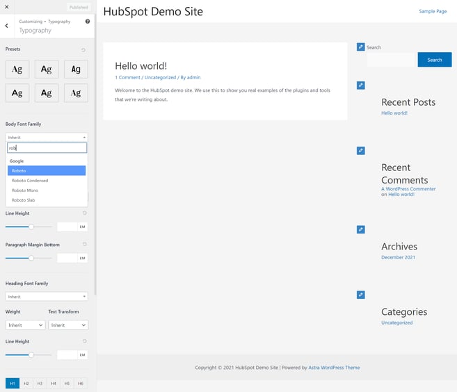 changing fonts in wordpress