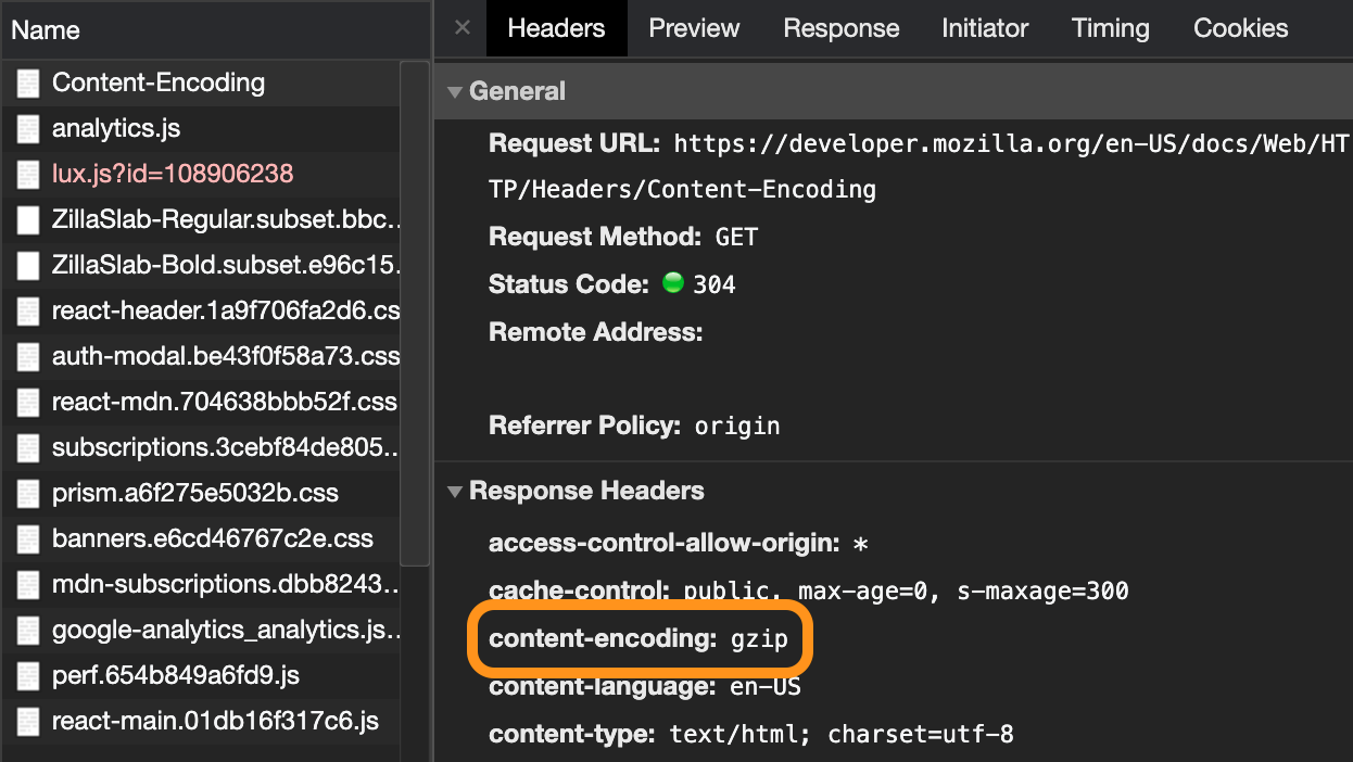 the contents of a resource viewed in chrome developer tools