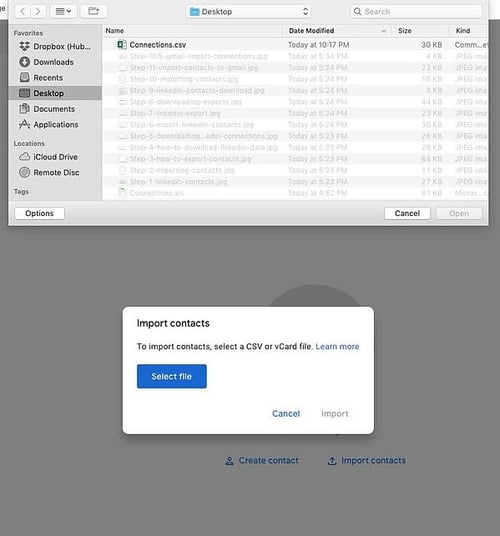 How to Import LinkedIn Contacts into Gmail: Step 4