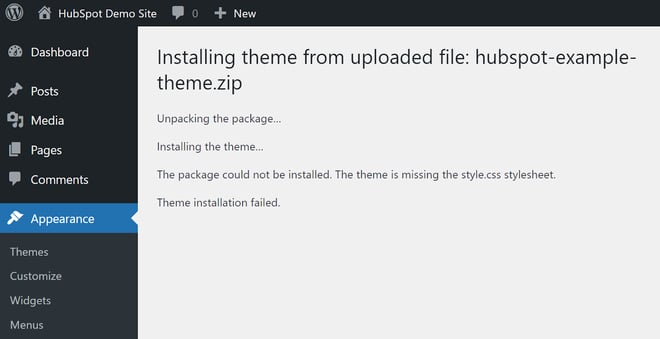 The package could not be installed. The theme is missing the style.css stylesheet error wordpress