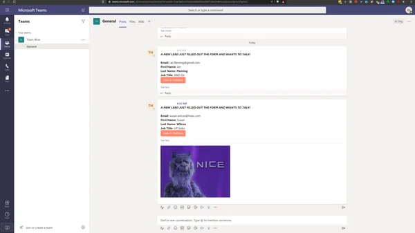 Microsoft Teams Integration workspace