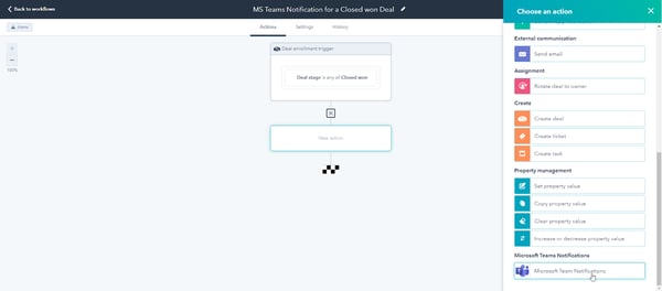 Choose an action panel on previous screen