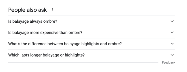 Example of a people also ask box