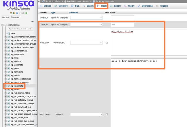 locked out of WordPress, administrator settings myadminphp