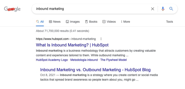 SEO example of ̽ѡ ranking for "inbound" marketing"