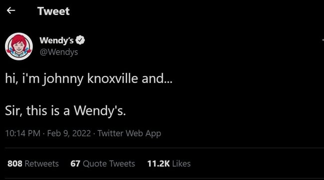 Wendy's Social Media Etiquette with humor