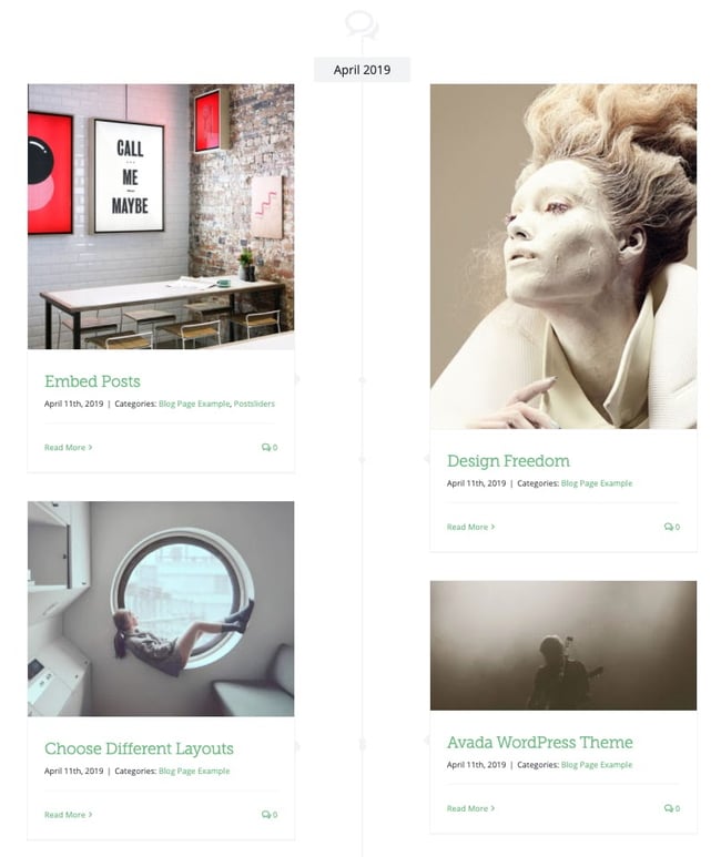 example of a facebook timeline style page made with the avada theme