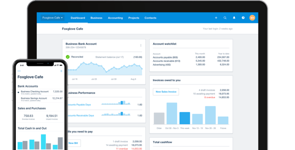 Xero accounting software dashboard