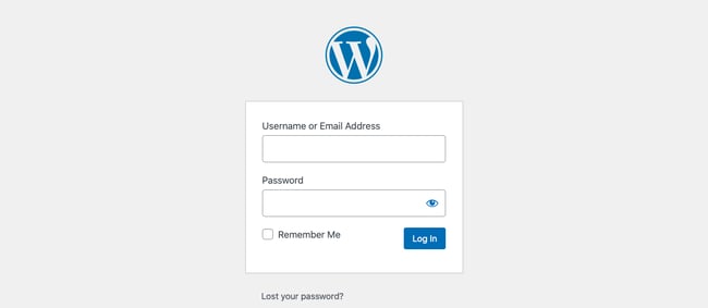 default WordPress login page