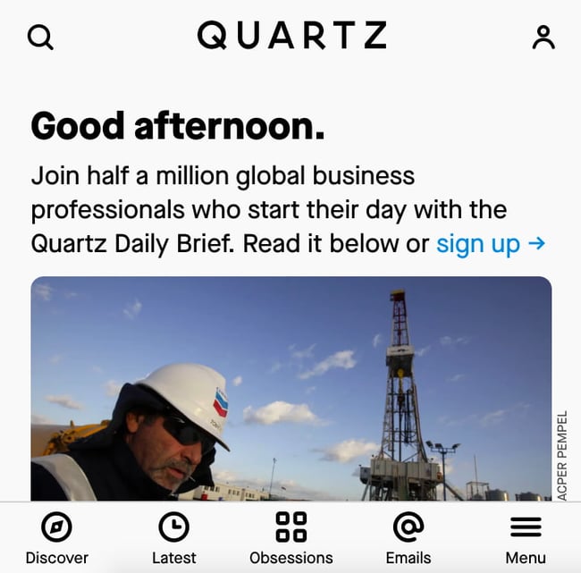 wordpress icons: Quartz website uses WordPress icons in header and footer