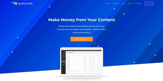 homepage for the affilaite marketing wordpress plugin Pretty Links