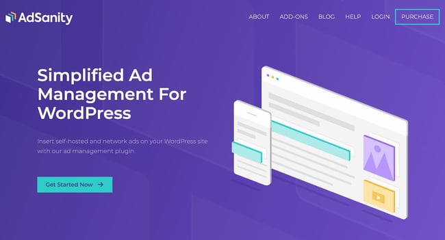 homepage for the affilaite marketing wordpress plugin adsanity