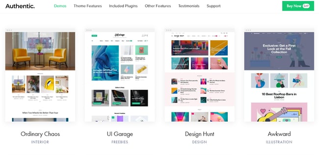 WordPress themes for writers, authentic