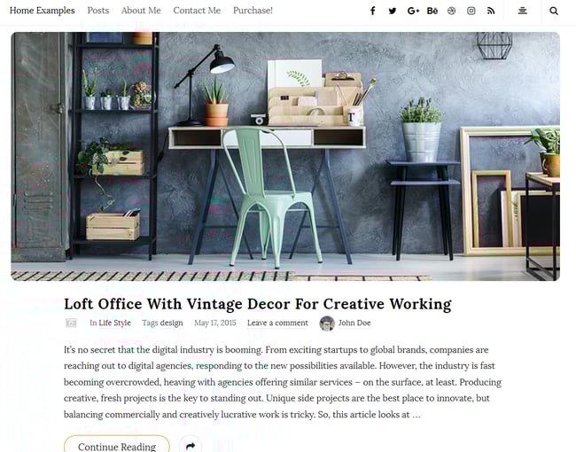 WordPress themes for writers, loft