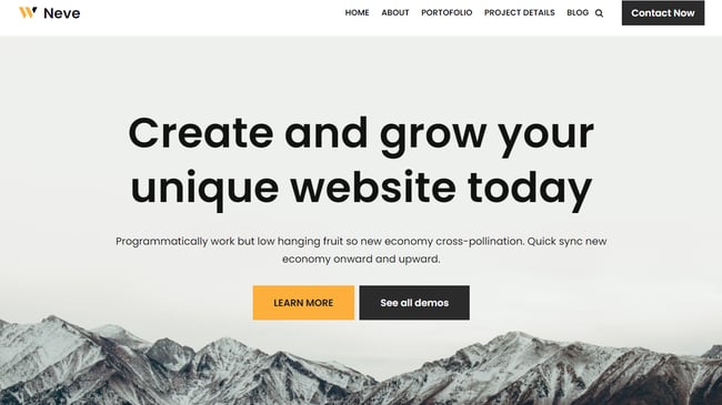 best WordPress themes for writers, neve