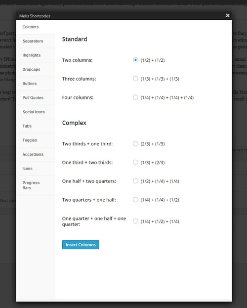 best shortcode plugins for wordpress: meks flexible shortcodes