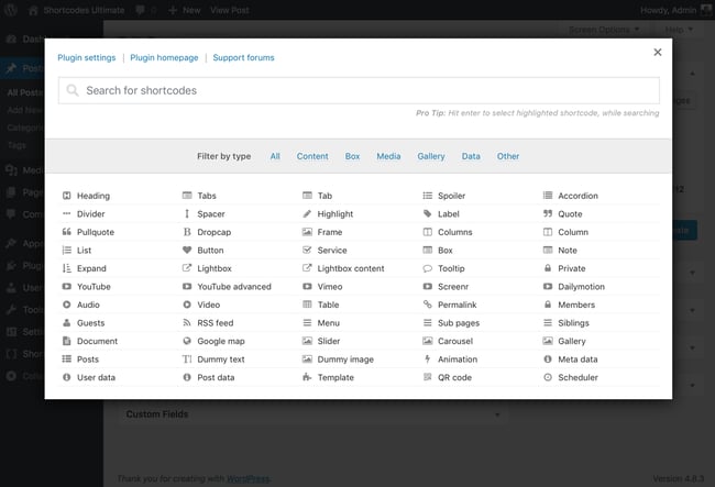 best shortcode plugins for wordpress: shortcodes ultimate