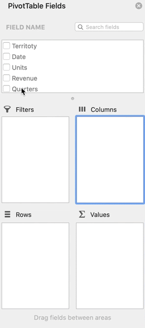 demo for how to add variables into pivottable fields box