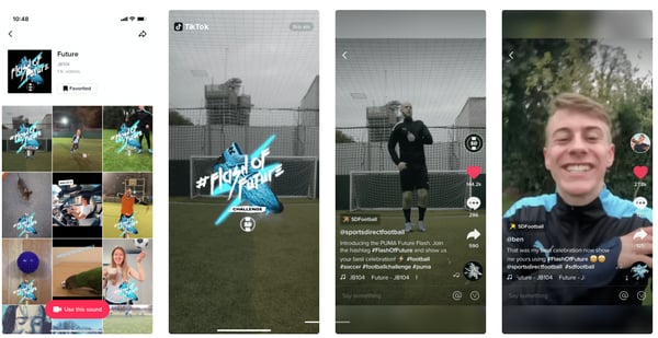 シューズの宣伝にTikTokのブランドエフェクトを活用したPUMAの例