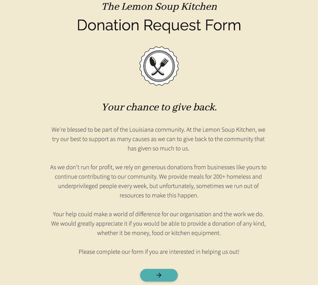 request  donation form template from paperform