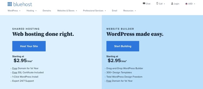 GoDaddy alternatives: BlueHost