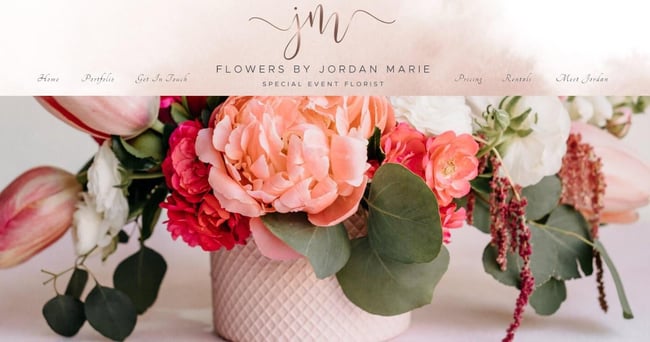 Best florist websites  design example from Flowers by Jordan Marie.