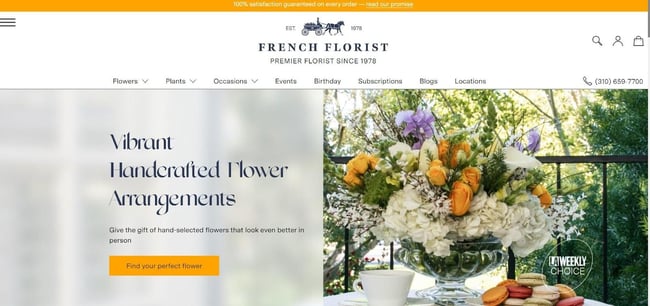 Best florist websites  design example from FrenchFlorist.