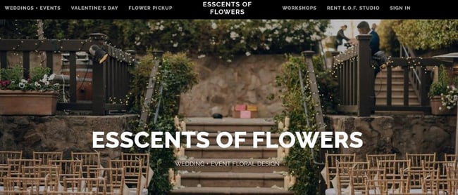 Best florist websites  design example from Esscents of Flowers.