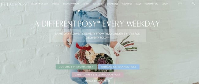 Best florist websites  design example from Petal and Post.
