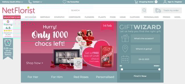 Best florist websites  design example from NetFlorist.