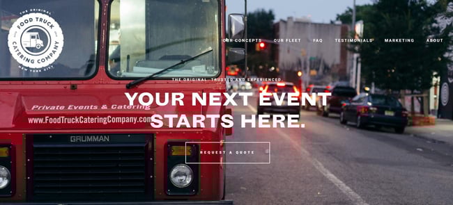 Food truck website design example from Food Truck Catering Company.