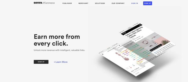 the homepage for the AdSense alternative sovereign commerce