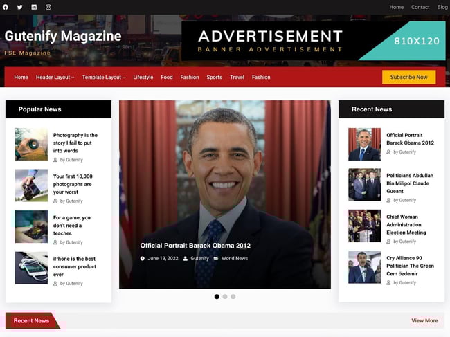 magazine WordPress themes, Gutenify Magazine