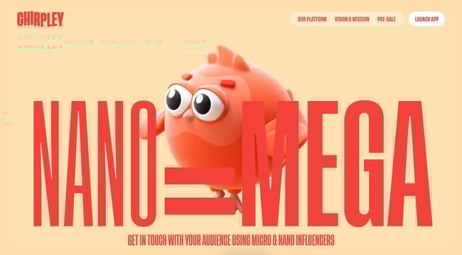 homepage of the orange website chirpley