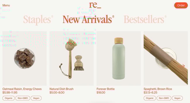 homepage of the orange website re grocery