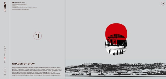 Ikonys website features a retro-inspired design with a bold color palette and eye-catching graphics
