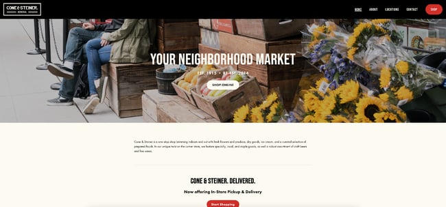 Cone & Steiners website offers a muted, retro color palette and logo design to inspire you