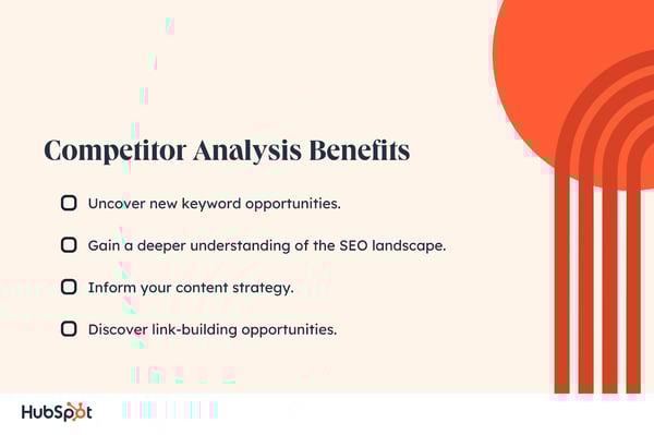 Competitor Analysis Benefits Uncover new keyword opportunities. Gain a deeper understanding of the SEO landscape. Inform your content strategy. Discover link-building opportunities.
