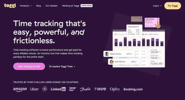 website color themes, toggl