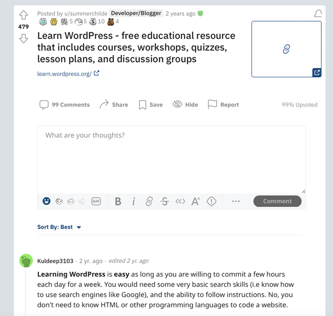 WordPress reddit communities, r/WordPress