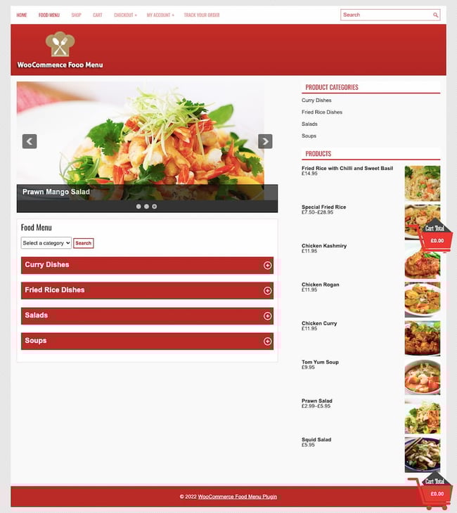 WordPress Restaurant Menu Plugins: Foodlify menu allows search by category