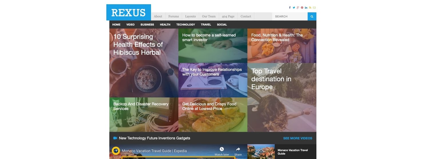 a demo of the WordPress tech blog theme Rexus